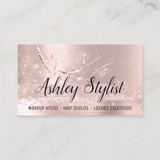 メイクアップアーティストヘアサロンラッシュエクステンションバラ 名刺 (正面)
