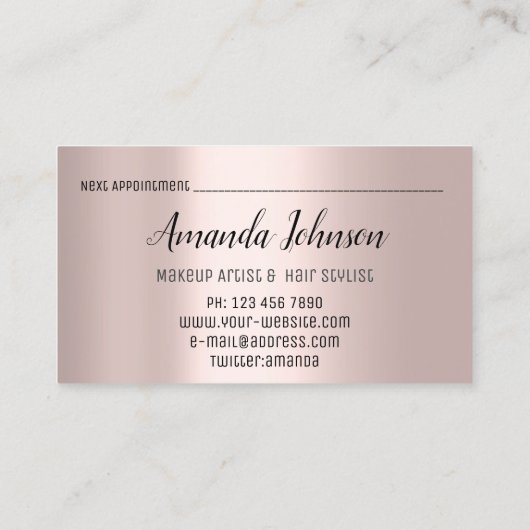メイクアップアーティストヘアサロンラッシュエクステンションバラ 名刺 (裏面)