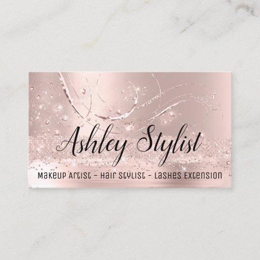 メイクアップアーティストヘアサロンラッシュエクステンションバラ 名刺 (正面)