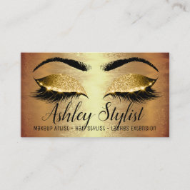 メイクアップアーティストヘアサロンラッシュエクステンション金ゴールドルクス 名刺