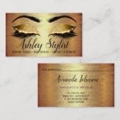 メイクアップアーティストヘアサロンラッシュエクステンション金ゴールドルクス 名刺 (正面/裏面)