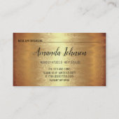 メイクアップアーティストヘアサロンラッシュエクステンション金ゴールドルクス 名刺 (裏面)