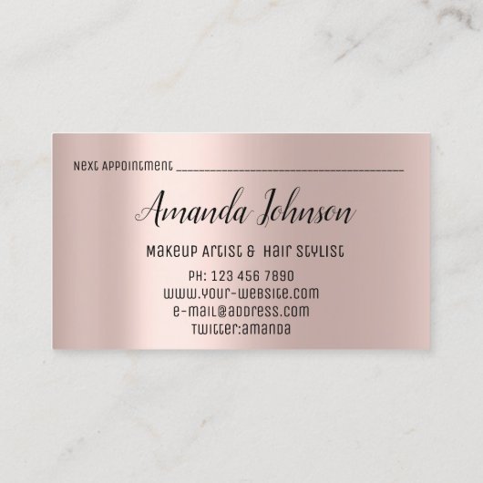 メイクアップアーティストヘアサロンラッシュロゴまつ毛バラ 名刺 (裏面)