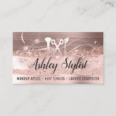 メイクアップアーティストヘアサロンラッシュロゴまつ毛バラ 名刺 (正面)