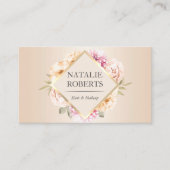 メイクアップアーティストヘアサロンヴィンテージフローラアイボリー 名刺 (正面)