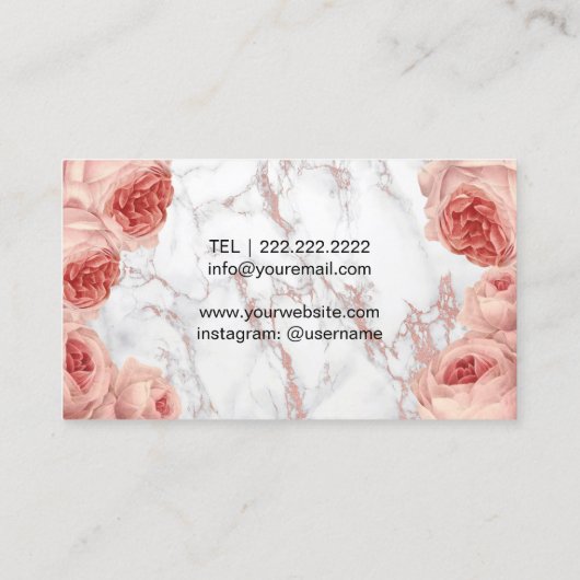 メイクアップアーティストヘアサロンヴィンテージフローラ大理石 名刺 (裏面)