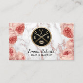 メイクアップアーティストヘアサロンヴィンテージフローラ大理石 名刺 (正面)