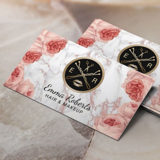 メイクアップアーティストヘアサロンヴィンテージフローラ大理石 名刺