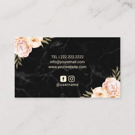 メイクアップアーティストヘアサロンヴィンテージフローラ大理石 名刺 (裏面)
