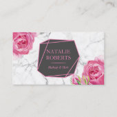 メイクアップアーティストヘアサロン幾何学的フローラ大理石 名刺 (正面)