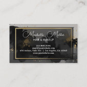 メイクアップアーティストヘアサロン抽象芸術スモーキーブラック金ゴールド 名刺 (裏面)