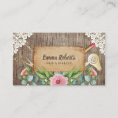 メイクアップアーティストヘアサロン素朴フローラ木製 名刺 (正面)