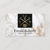 メイクアップアーティストヘアサロン美しいロゴトレンディー大理石 名刺 (正面)