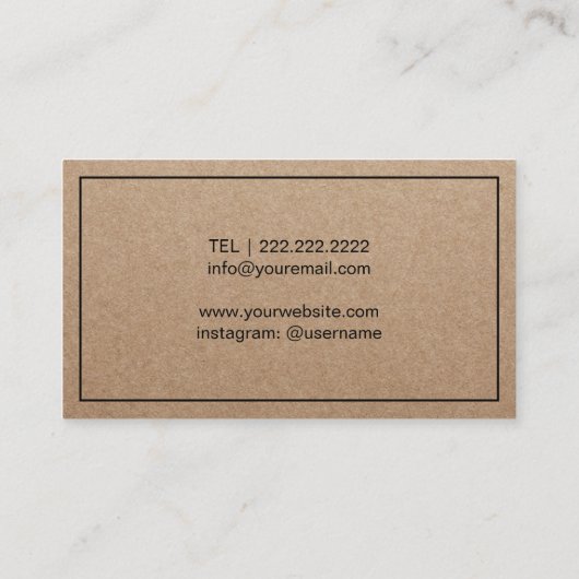 メイクアップアーティストヘアサロン美しいロゴ素朴クラフト 名刺 (裏面)