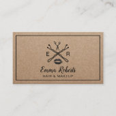 メイクアップアーティストヘアサロン美しいロゴ素朴クラフト 名刺 (正面)