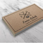 メイクアップアーティストヘアサロン美しいロゴ素朴クラフト 名刺