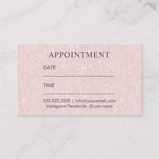 メイクアップアーティストヘアサロン赤面ピンクアポイントメント 予約カード (裏面)