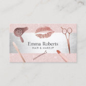 メイクアップアーティストヘアサロン赤面ピンクアポイントメント 予約カード (正面)