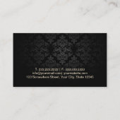 メイクアップアーティストヘアサロン金ゴールドストライプのブラックダマスク 名刺 (裏面)