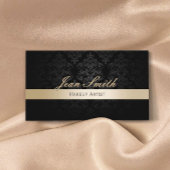 メイクアップアーティストヘアサロン金ゴールドストライプのブラックダマスク 名刺