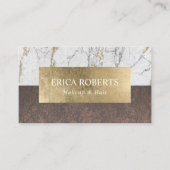 メイクアップアーティストヘアサロン金ゴールドリーフ大理石&銅 名刺 (正面)