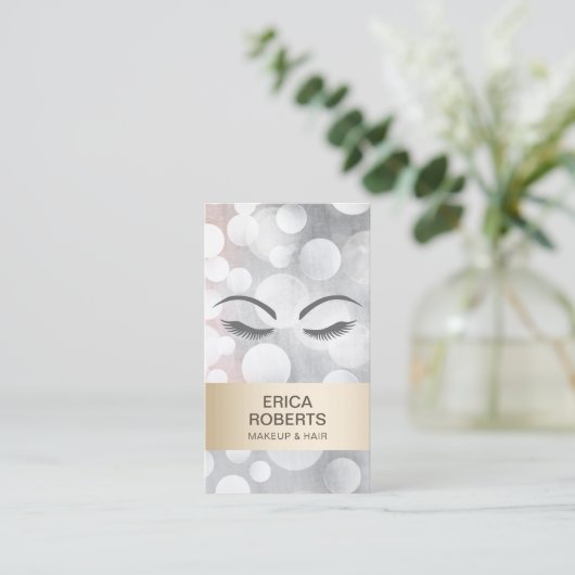 メイクアップアーティストヘアサロン金ゴールド&シルバーアポイントメント 予約カード (スタンド正面)