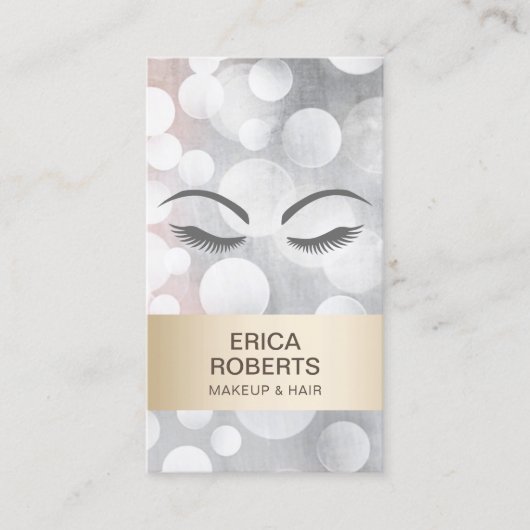 メイクアップアーティストヘアサロン金ゴールド&シルバーアポイントメント 予約カード (正面)