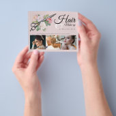 メイクアップアーティストヘアスタイリストプロフェッショナルピンクフローラ チラシ (手)