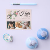 メイクアップアーティストヘアスタイリストプロフェッショナルピンクフローラ チラシ (シングル)