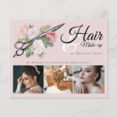 メイクアップアーティストヘアスタイリストプロフェッショナルピンクフローラ チラシ (正面)