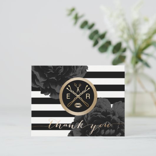 メイクアップアーティストヘアモダンサロンストライプサンキュー ポストカード (スタンド正面)