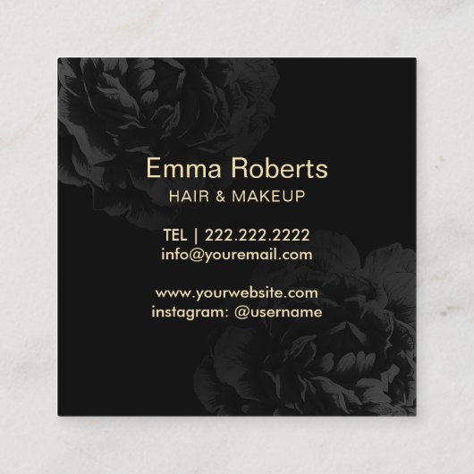 メイクアップアーティストヘアモダンサロンストライプフローラ スクエア名刺 (裏面)