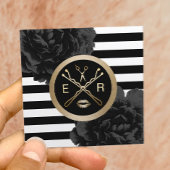 メイクアップアーティストヘアモダンサロンストライプフローラ スクエア名刺