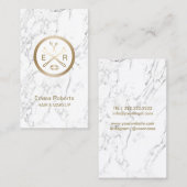 メイクアップアーティストヘアモダンサロン白大理石 名刺 (正面/裏面)