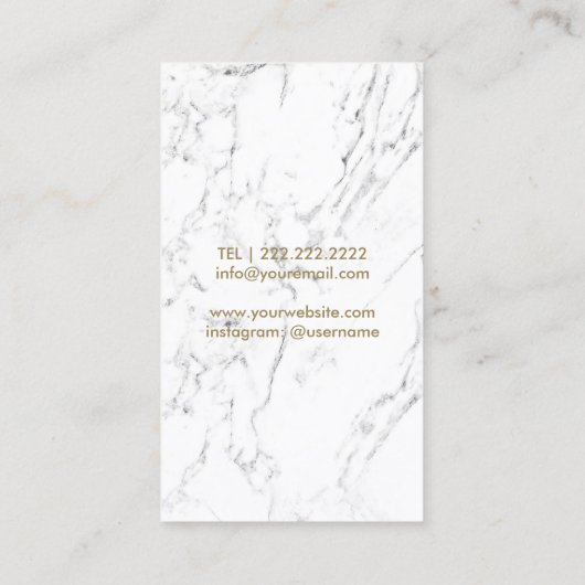 メイクアップアーティストヘアモダンサロン白大理石 名刺 (裏面)