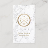 メイクアップアーティストヘアモダンサロン白大理石 名刺 (正面)