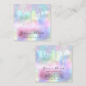 メイクアップアーティストヘアラッシュグリッターユニコーンホログラフ スクエア名刺 (正面/裏面)