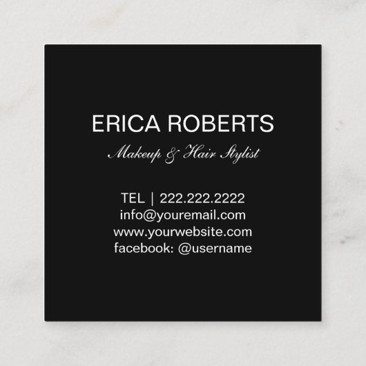 メイクアップアーティストヘア美しいサロンストライプモダン スクエア名刺 (裏面)