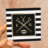 メイクアップアーティストヘア美しいサロンストライプモダン スクエア名刺