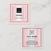 メイクアップアーティストヘア美しいピンクロゴQRコード スクエア名刺 (正面/裏面)