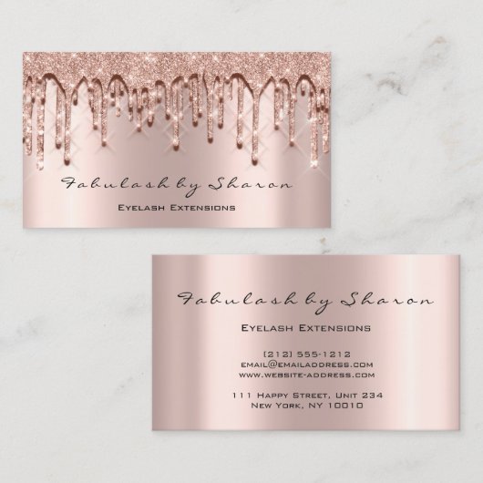 メイクアップアーティストヘア3Dエフェクトグリッタードリップバラ 名刺 (正面/裏面)