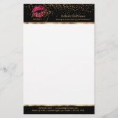 メイクアップアーティストホットピンクグリッター口 便箋 (正面)