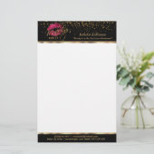 メイクアップアーティストホットピンクグリッター口 便箋 (スタンド正面)