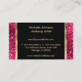 メイクアップアーティストホットピンクグリッター 名刺 (裏面)