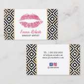 メイクアップアーティストホットピンクリップトレンディーサロン 名刺 (正面/裏面)