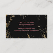 メイクアップアーティストホットピンクリップトレンディーブラック&金ゴールド 名刺 (裏面)