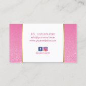 メイクアップアーティストホットピンクリップモダン美しいサロン 名刺 (裏面)