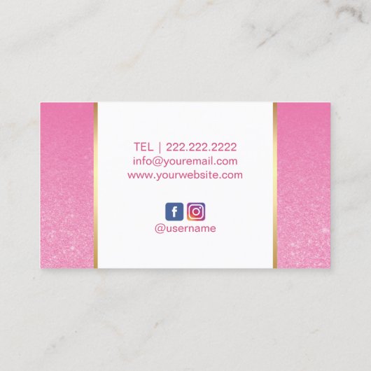 メイクアップアーティストホットピンクリップモダン美しいサロン 名刺 (裏面)