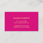 メイクアップアーティストホットピンク金ゴールドスクリプトモダン 名刺 (裏面)