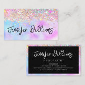 メイクアップアーティストホログラフィックオパールグリッターレインボー 名刺 (正面/裏面)